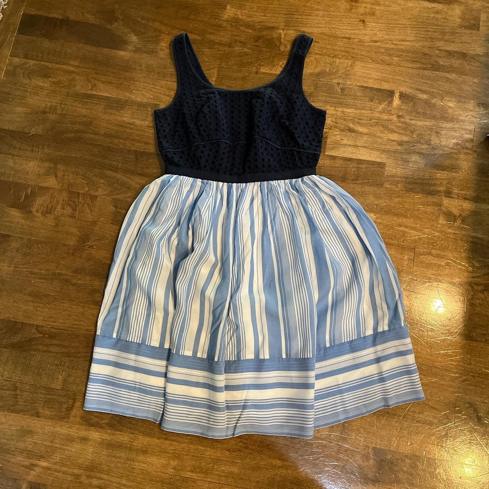Y2K eyelet bodice  striped skirt fit flare tank dress sporty schoolgirl preppy